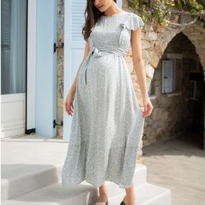 Seraphine Sage Maternity & Nursing Midi Dress